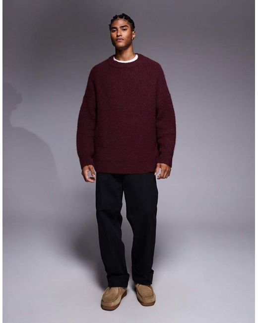 ASOS Red Super Oversized Knitted Crew Neck Jumper for men