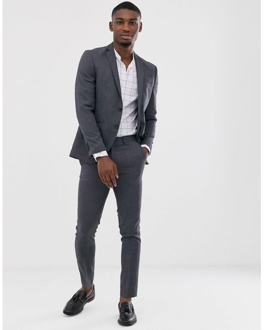 Jack & Jones Gray Premium Super Slim Fit Stretch Suit Jacket for men