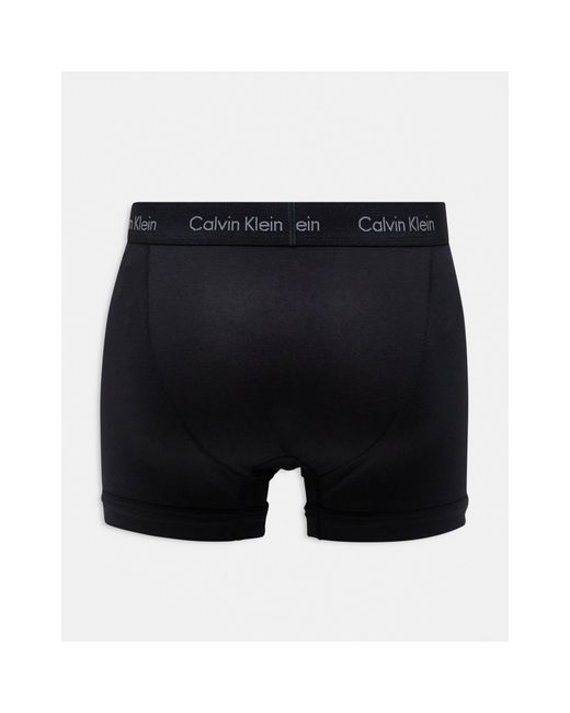 Cotton stretch - confezione da 3 paia di boxer aderenti neri con logo colorato di Calvin Klein in Black da Uomo