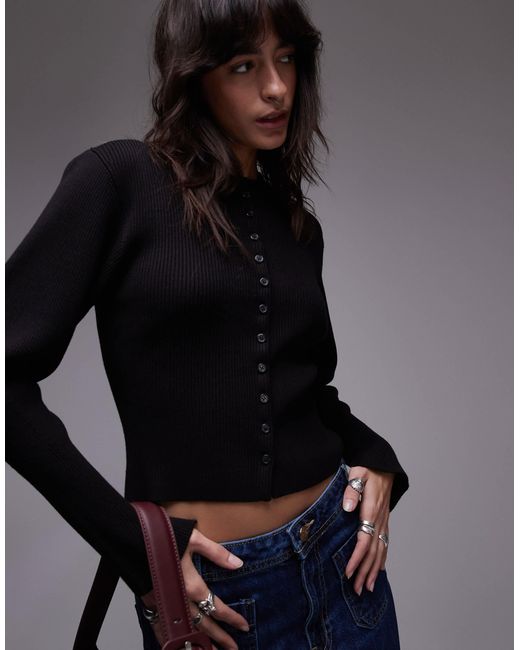 & Other Stories Black Compact Cardigan With Split Cuffs And Sculptural Sleeves