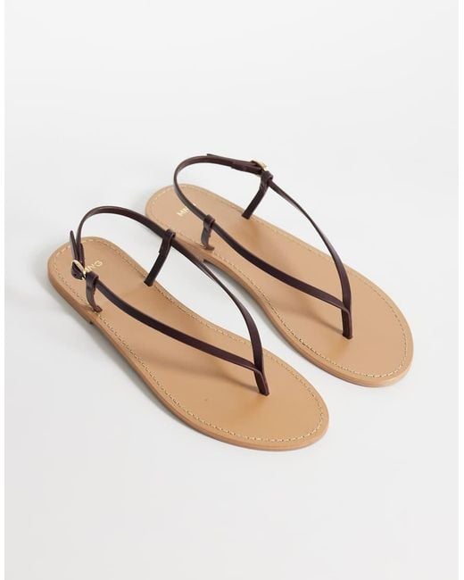 Mango Red 100% Leather Strappy Flat Sandals