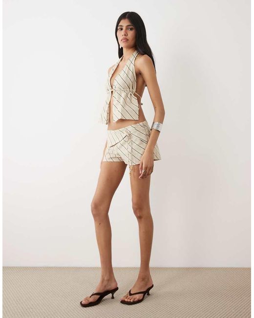 Motel Natural Co-Ord Syrma Backless Halter Top