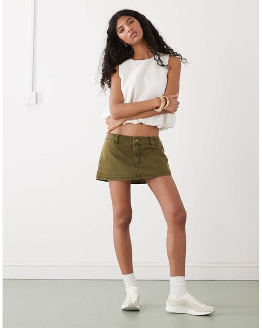 Monki Green Linen Blend Bubble Top
