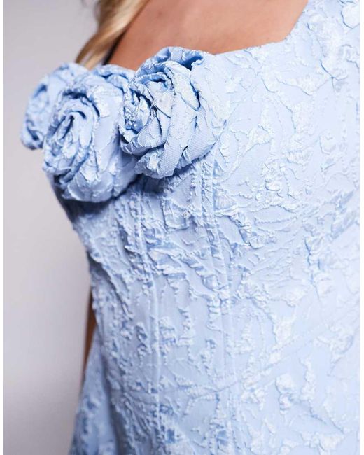 Forever New Blue Rosette Jacquard Structred Mini Dress
