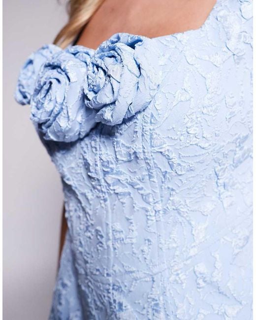 Forever New Blue Rosette Jacquard Structred Mini Dress