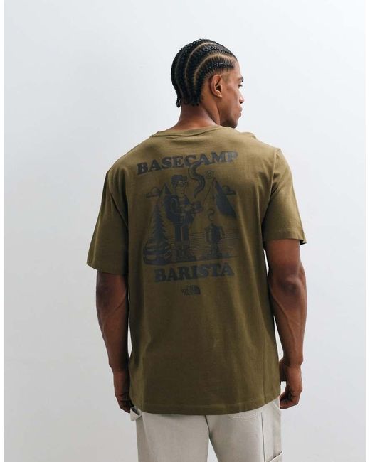 The North Face Green Basecamp Barista Graphic T-Shirt for men