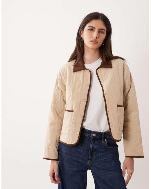 Jdy Blue Contrast Detail Quilted Jacket