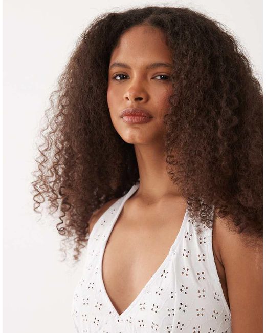 Miss Selfridge Natural Broderie Halterneck Corset Mini Dress