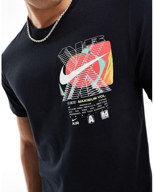 T-shirt nera con stampa sul retro di Nike in Blue da Uomo