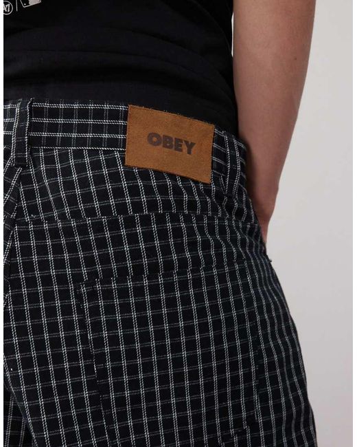 Pantaloncini Di Jeans Ampi Multicolore Con Stampa A Quadri di Obey da Uomo