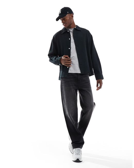 Jack & Jones Blue Oversized Textured Shirt for men