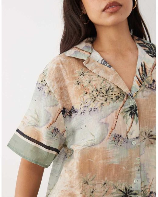 ASOS Natural Poppy Beach Sheer Cotton Supersized Cover Up Shirt