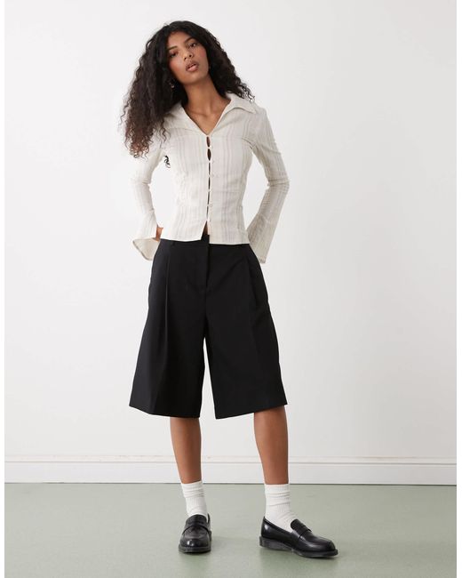 Weekday White Longline Suiting Shorts