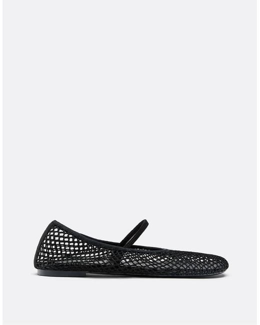 Stradivarius White Mesh Strap Ballet Flats