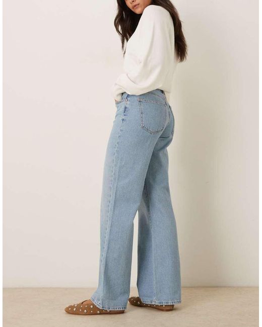Gina Tricot Blue Low Waist Wide Leg Jeans