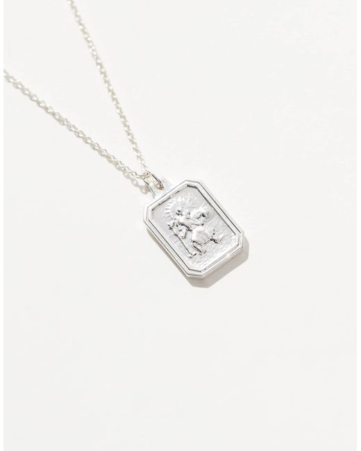 ASOS – farbene halskette mit rechteckigem st. christophorus-anhänger in Natural für Herren