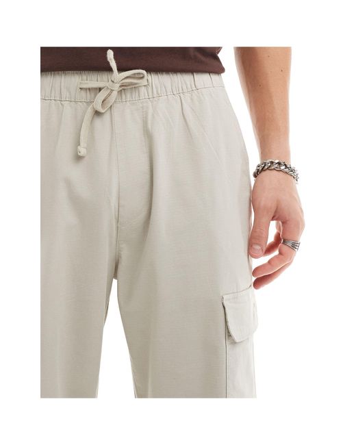 Pantalon cargo large en tissu résistant - sable Bershka pour homme en coloris White