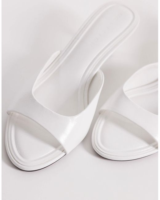 ASOS Wide Fit High-Five Kitten Heel Mules in White | Lyst