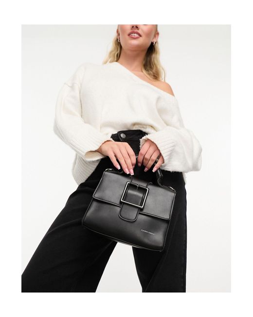 Claudia Canova Black Structured Mini Bag With Oversized Buckle