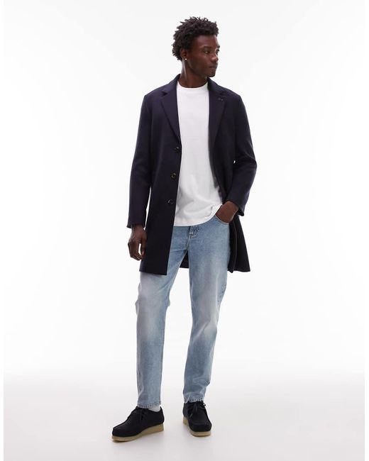 Tommy Hilfiger Blue Mid Length Wool Peacoat for men