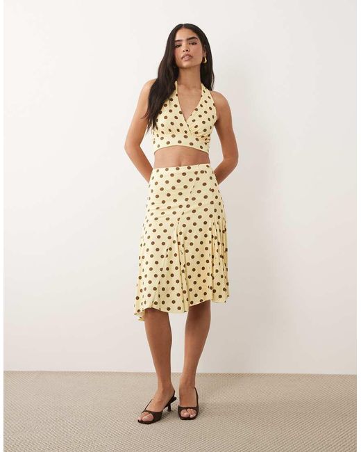 Missy Empire Natural Slinky Wrap Detail Halterneck Top Co-ord