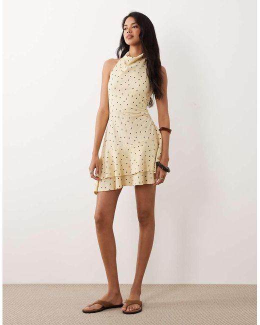 Gina Tricot Natural Halterneck Mini Dress