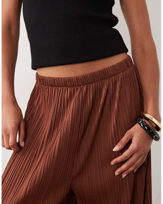 ASOS Brown Mix & Match Plisse Straight Leg Pants