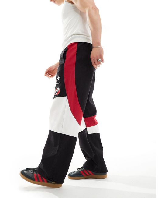 ASOS White Wide Leg Motocross Style Trackie Pants for men