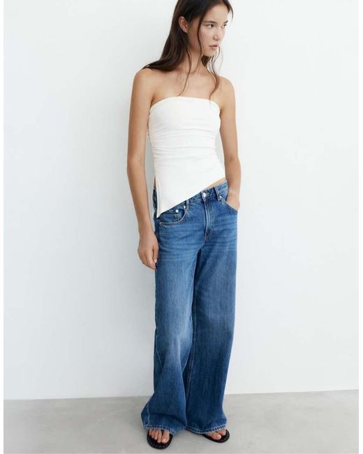 Pull&Bear Blue Asymmetric Bandeau Top