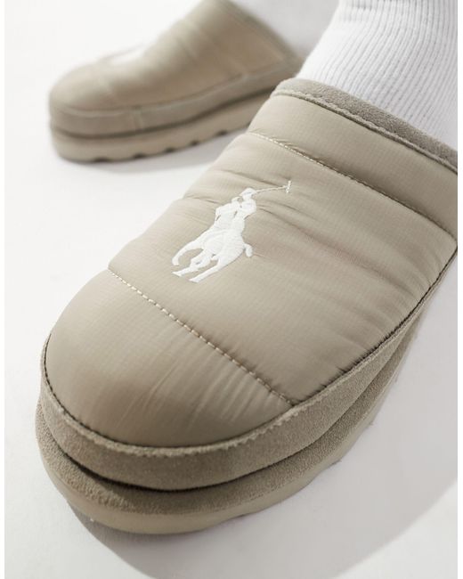 Polo Ralph Lauren White Puffer Slipper With Logo for men