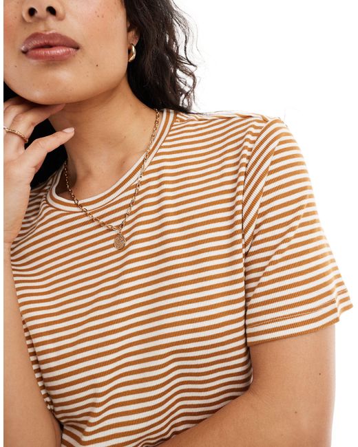 T-shirt d'ensemble côtelé à rayures - rouille Vila en coloris Natural