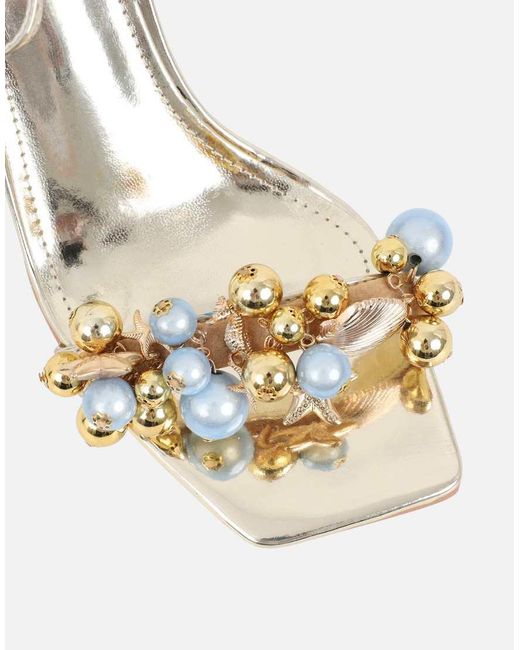 SIMMI Natural Priyanka Bead Detail Heeled Sandals