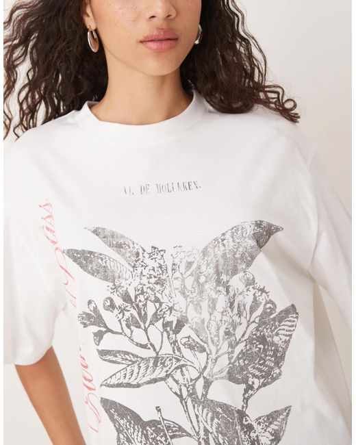 ASOS White Oversized T-shirt With Mono Rose Graphic