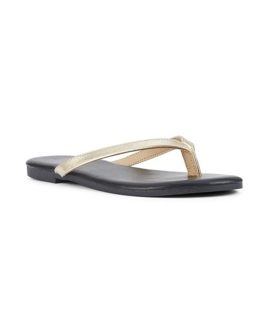 SEQWL Wide Fit White Flip-Flops Minimalist Flat Thong Sandals Leather Look Finish