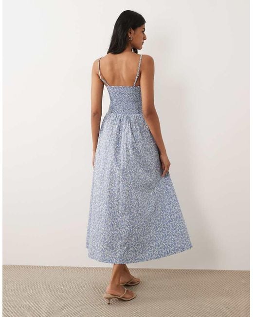 Abercrombie & Fitch Blue Dipped Waist Maxi Dress