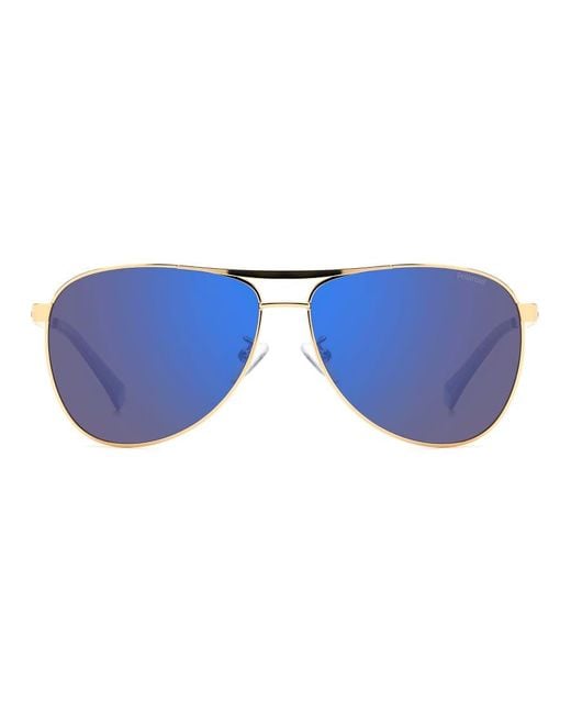 Polaroid Sunglasses Blue Metal Pilot Sunglasses With Mirror Polarized Lenses for men