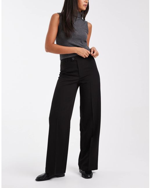 Vero Moda Black Straight Smart Trouser With Crease Front