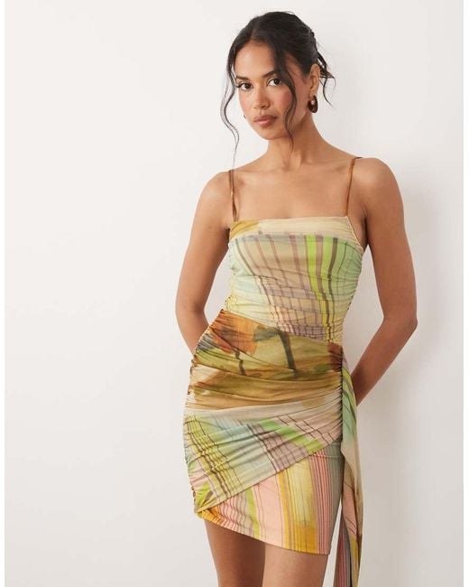 ASOS Natural Scarf Print Mini Dress