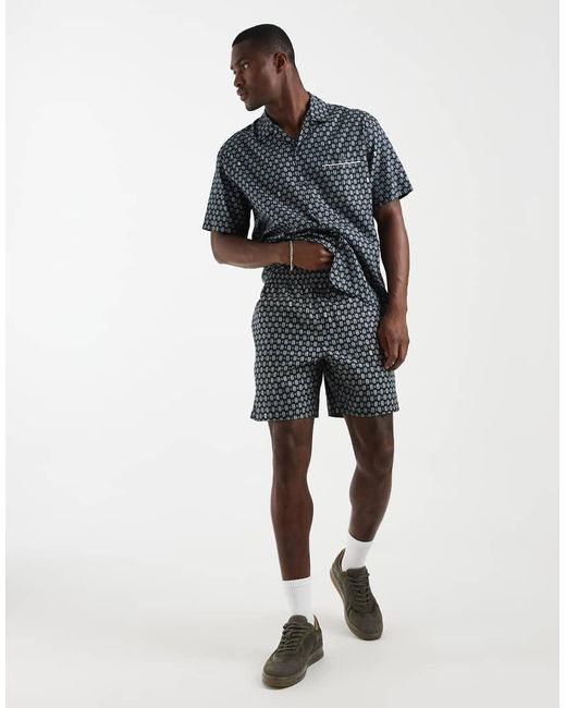 Lacoste Blue Drawstring Monogram Logo Shorts for men