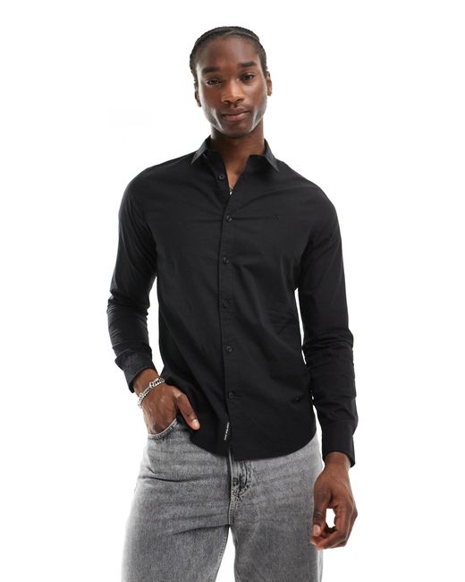Calvin Klein – stretch-hemd mit schmalem schnitt in Black für Herren