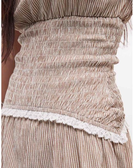 Daisy Street Natural Drop Shirred Waist Midi Dress With Broderie Detailing