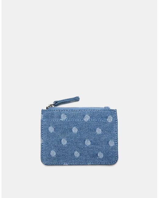 Pull&Bear Blue Polka Dot Denim Card Holder