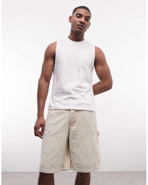 Liquor N Poker Natural Washed Corduroy Carpenter Jorts for men