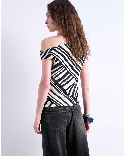 TOPSHOP Gray – gestreiftes satin-oberteil