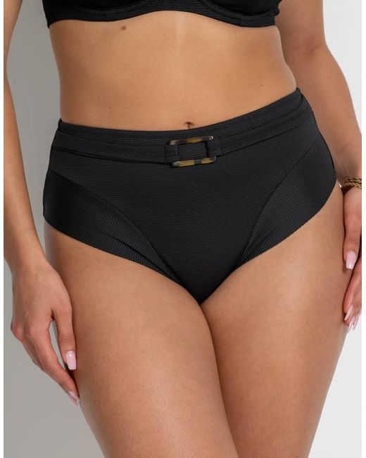 Pour Moi Black Hawaii Textured High Waist Belted Tummy Control Brief