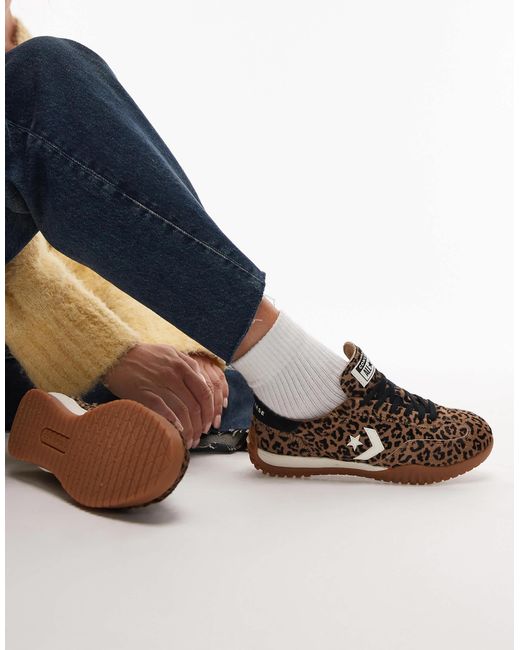 Run star - baskets façon poulain à imprimé léopard Converse en coloris Blue