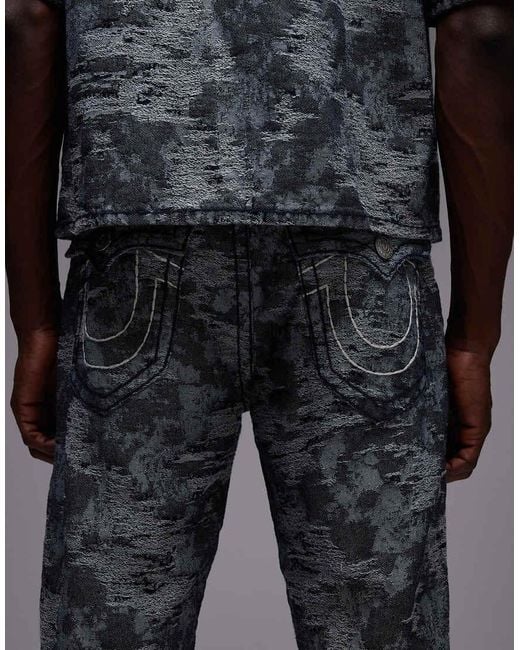 True Religion Gray Bobby Jacquard Super T Flap Pocket Detail Jeans Co-Ord for men