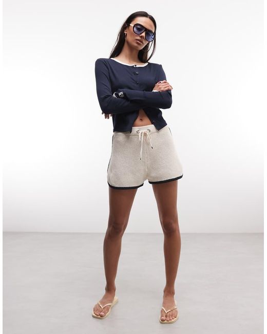 ASOS Blue Crochet Knit Runner Short