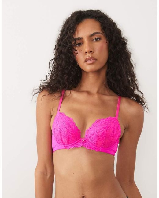 Ann Summers Pink Sexy Lace Padded Plunge Bra