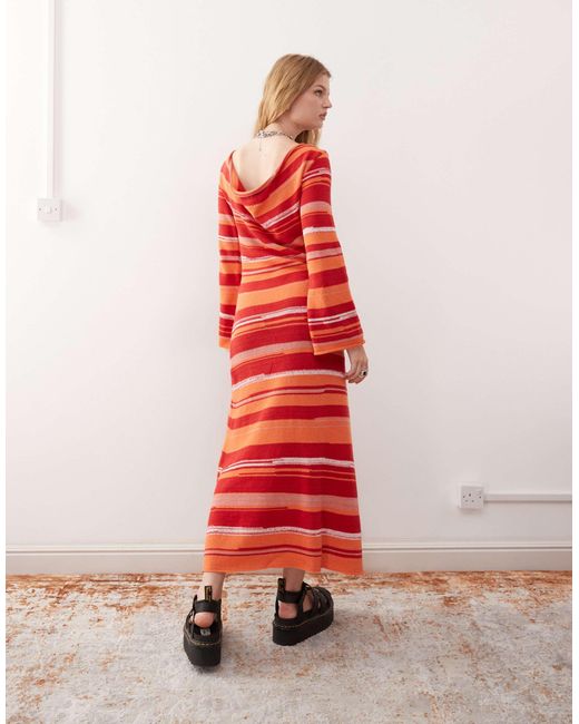 Reclaimed (vintage) Red – gestreiftes maxi-strickkleid